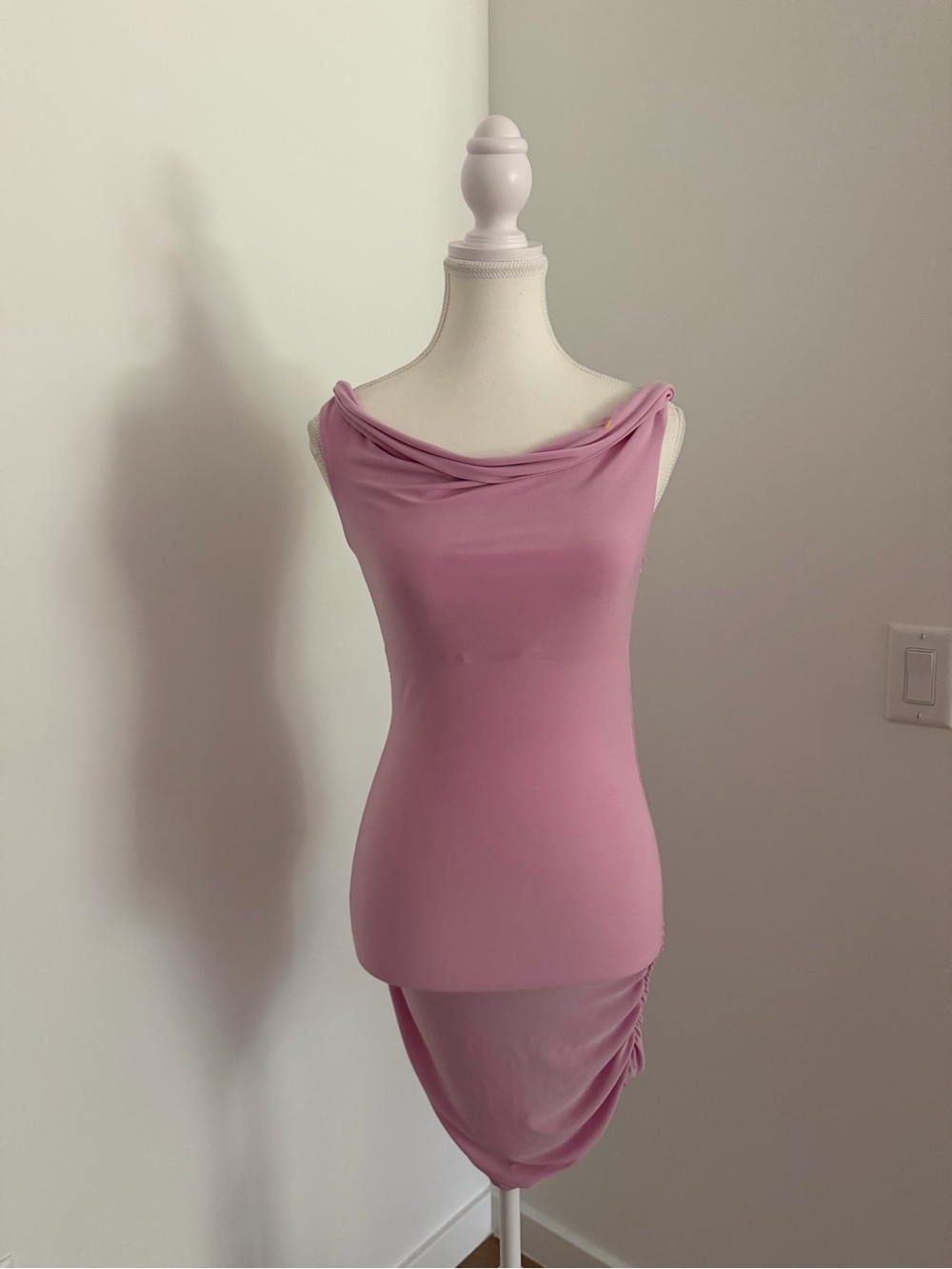 iris Dusty Rose Cowl Neck Mini Dress